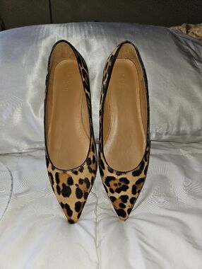 J.Crew Marina Leopard Calf Hair Pointy-Toe Flats - Size 8.5